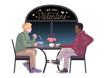 A date in a cafe 2d adobe illustrator autumn design graphic design illustration sketch