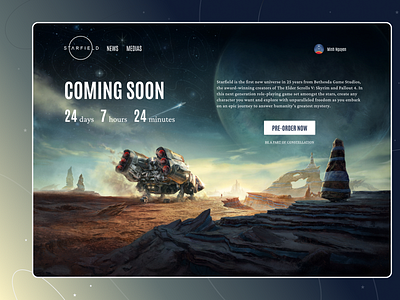 Starfield Landing Page games graphic design landing page ui web