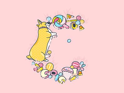 Sweet Corgi candy corgi dog pink