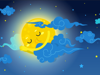 Sleeping baby moon design graphics illustration motiongraphics