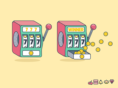 Lucky machine with NUMBER 7 1 7 icons illustration lucky machine number seven ui vector