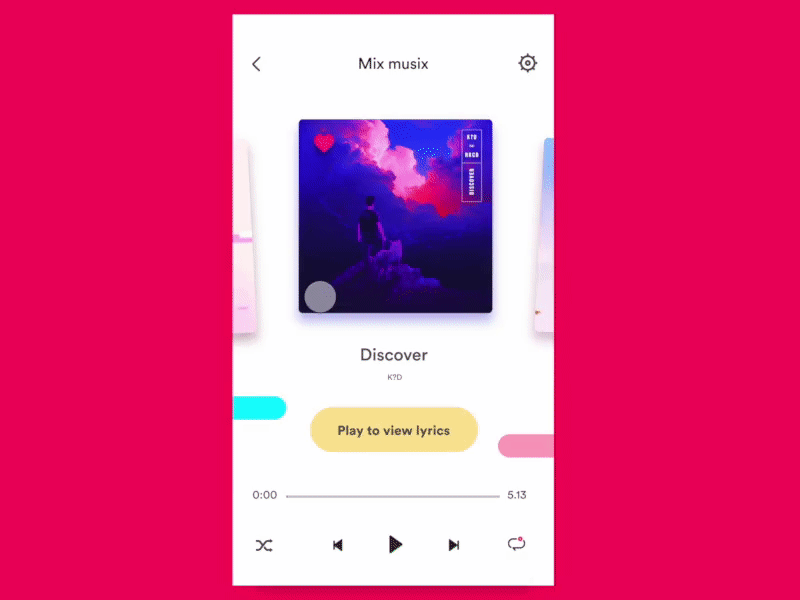 Music App album animation app clean daily design gif mobile music simple ui ux