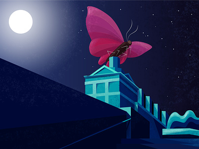 Night guardian butterfly digital illustration digitalart illustration illustration art loonars minimalistic night night city