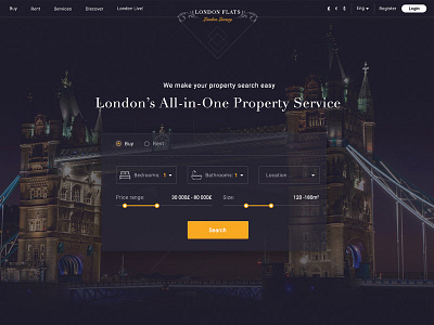 London Flats dark design property real estate responsive ui ux web design