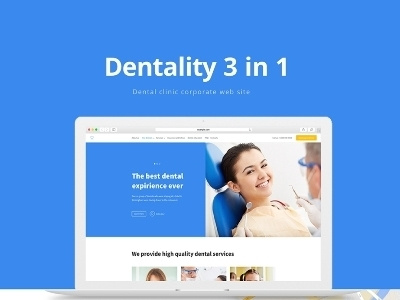 Dentality 3 in 1 adaptive blue dentist design medical minimalist responsive webdesign