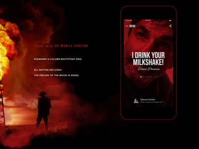 There Will Be Blood Site Concept blood danieldaylewis design drama film hollywood minimalist mobile movie responsive therewillbeblood