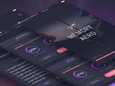 Memory Aero. iOS app + free UI kit application design flight ios iphone loonars mobile mobile design purple ui ux webdesign