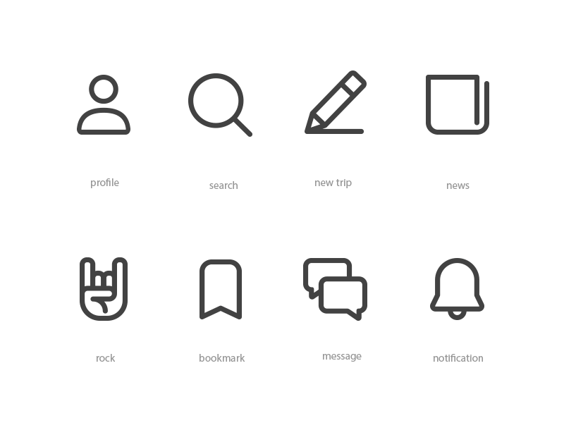 Custom icons for app animated animation bookmark branding flat hand line messege minimalist news pen pencil profile rock search simple store ui ux vector
