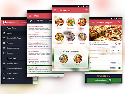 Fabio Pizza App android app clean design flat material minimalist mobile app pizza restaurant simple ui design ux design