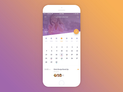 Calendar Events App 99apps app calendar events ios ios app light mobile app orange planner ui design ux design