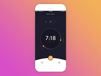 Alarm Clock App 99apps alarm app clean clock dark ios ios app mobile app orange ui design ux design