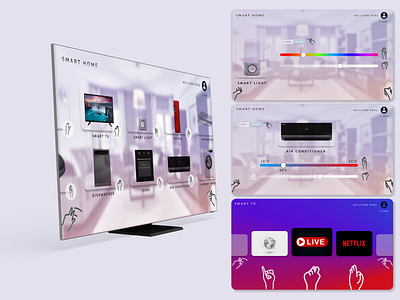Smart Home App (Tv) with Motion Control app design graphic design illustration smart tv tv ui ux vector