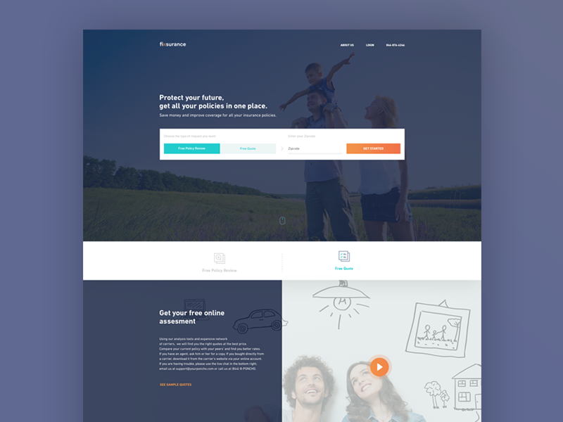 Insurance landing page by Melania Lupu on Dribbble