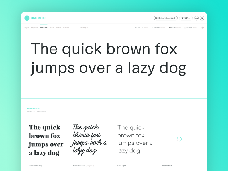 FontFace Dojo font détails product productivity font typo tool boomark dojo ninja fontface
