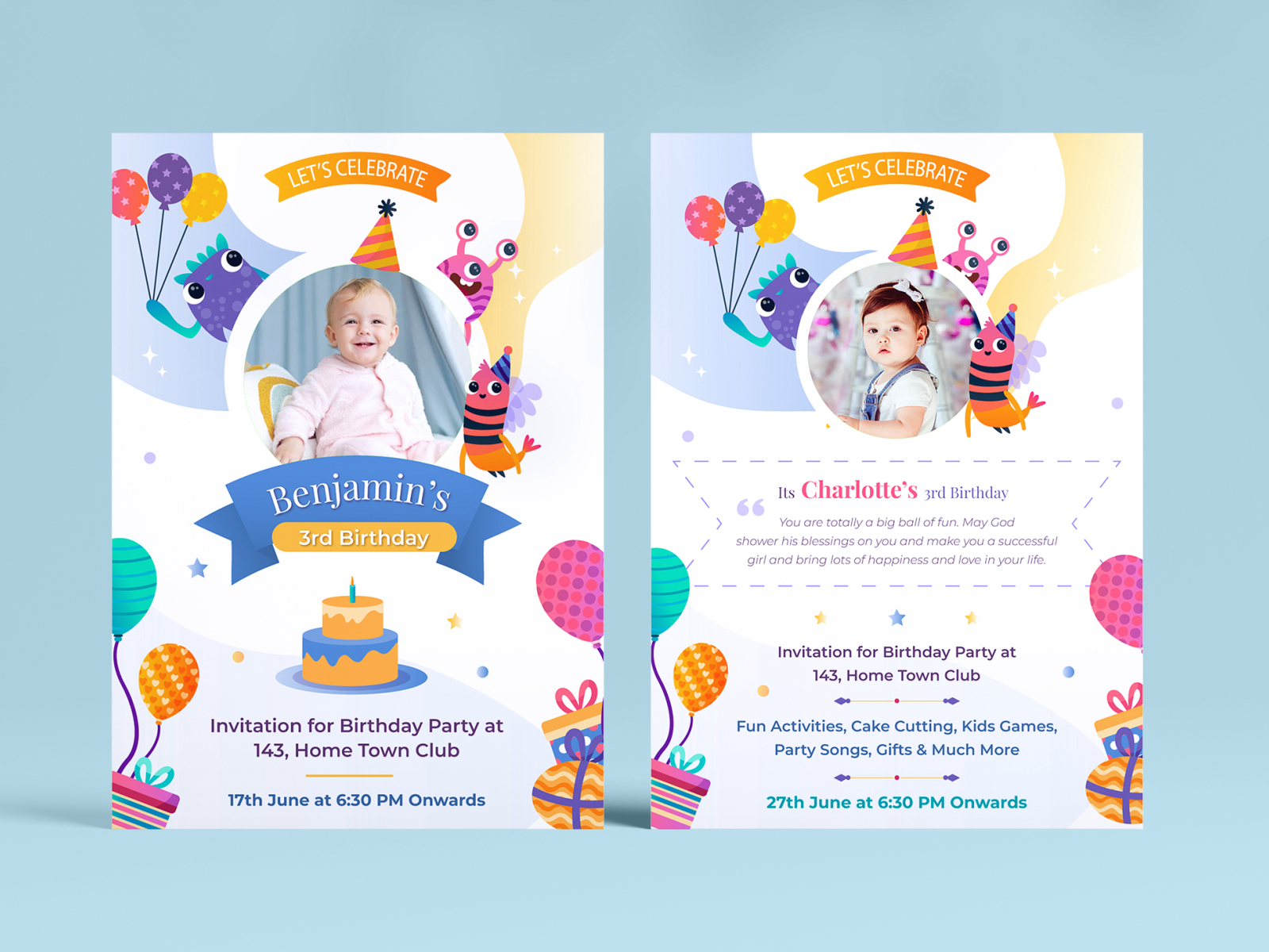 Birthday Party Invitation Cards Design by Harpreet Singh on Dribbble