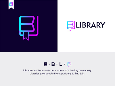 Library Logo with Letter B, L and Book Icon