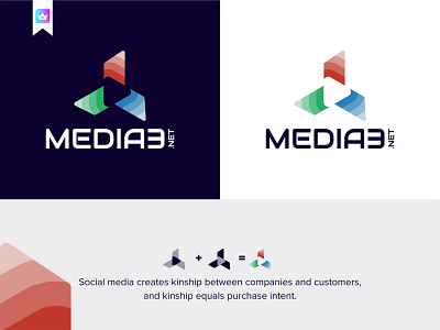 Media3 Modern Logo 3 letter logo boxlesspro branding colorful logo creative logo design icon logo media logo modern logo social media logo ui unique logo vector video logo