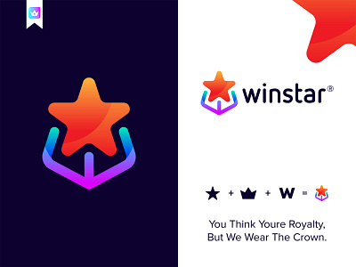 Winstar Modern Logo Design boxlesspro branding creative logo crown logo design gradient logo graphic design icon logo modern logo star logo unique logo vector winstar logo