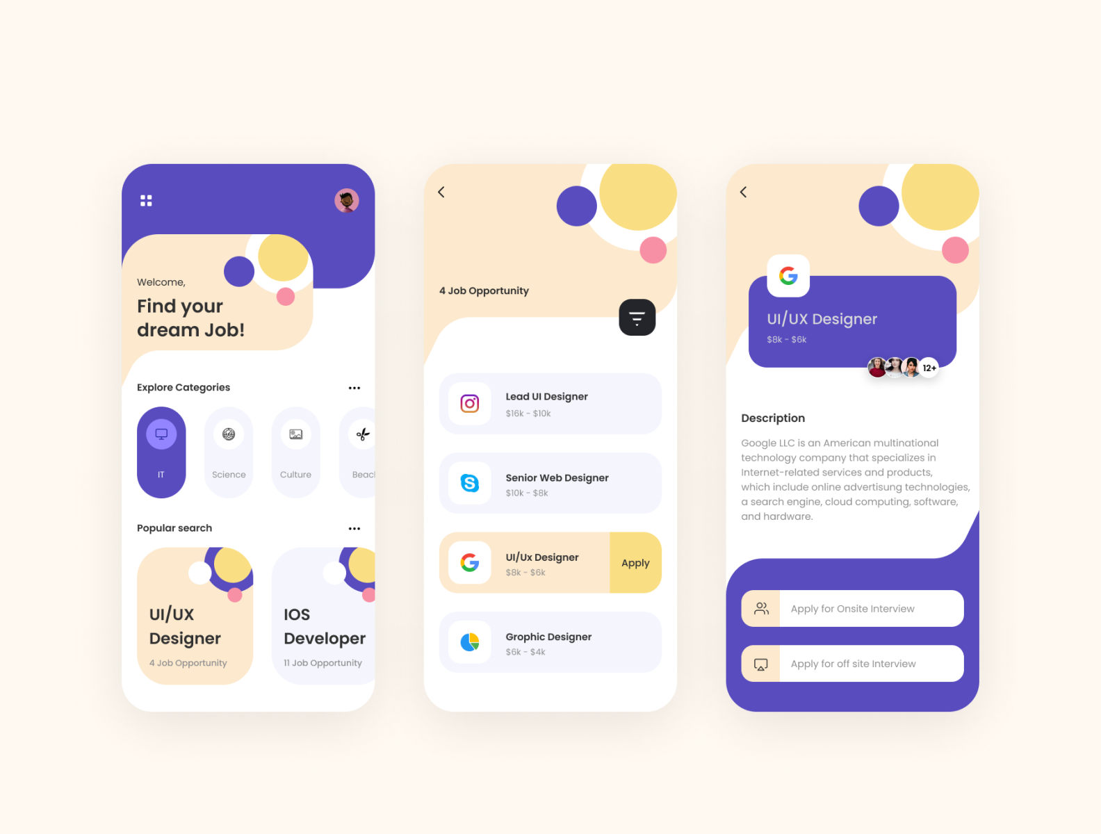 Find Your Dream Job by UI/UX Designer on Dribbble