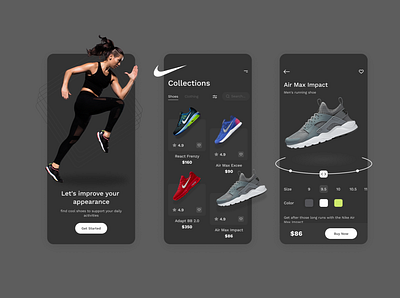 Nike Shoes App app app design clean ui ecommerce interface ios mobile mobile app mobile design online store shoes app ui ui design user experience user interface ux