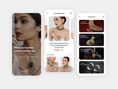 Jewellery Mobile App Design application ecommerce ui graphic design interaction design jewellery jewellery shop jewelry jewelry app jewelry store marketing mobile app design mobile interface on boarding online shop product page product screen ui ui design user interface ux
