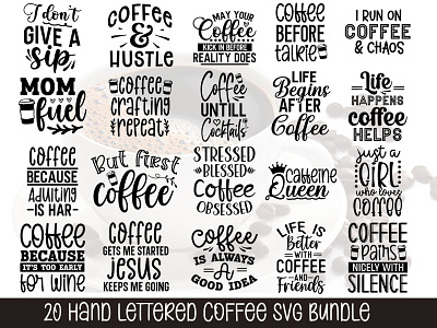 20 Hand Lettered Coffee Svg Bundle By Craft Icy On Dribbble