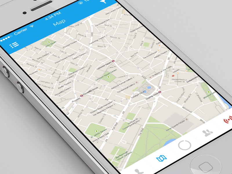 Map animation animation app blue connect gif grey iphone list map pins profile
