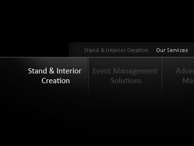 Simple menu black dark highlights menu shadows website