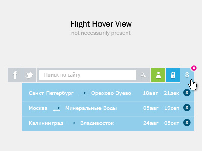 Biletix UI - 2 blue flights gray green icons logg in russian search social ui user website