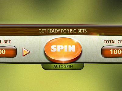 Game UI bet brown button casino game green orange reflections slot machine spin texture ui