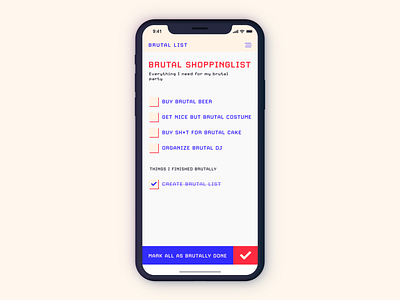 Brutal-List - When you're brutal, but still need a list blue brutal colour dailyui design figma ios todo todo app todo list ui