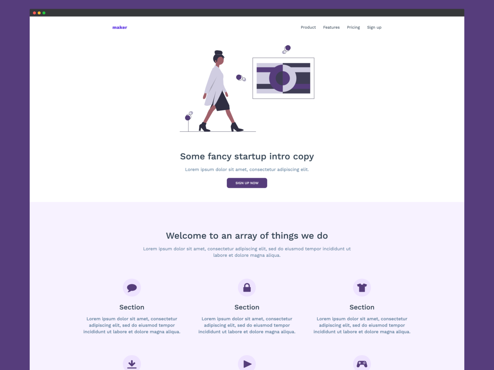 Startup Landing Page Template 01 for carrd.co by Aleksandar Basara on