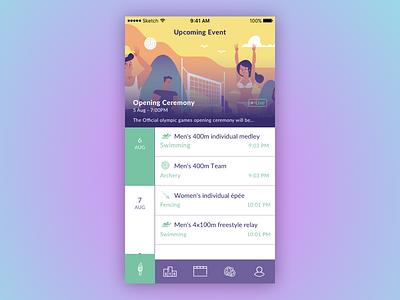 Rio Olympics Time Scheduler apps design interface mobile modern olympics rio photoshop rio2016 ux