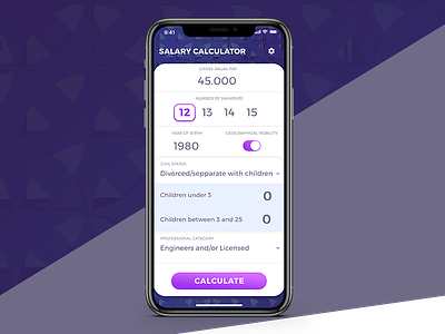 Salary Calculator App app calculator cards ios iphonex salary