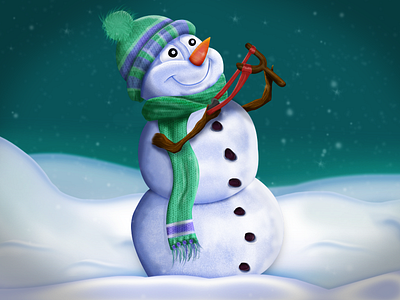 Shooting Santa christmas cute illustration snow snowman