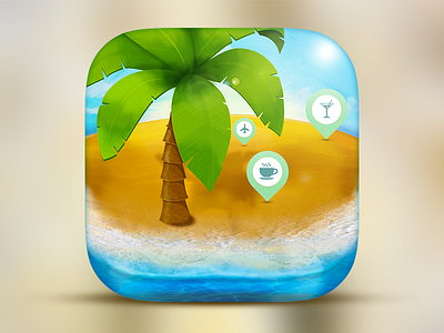 Summer Icon app blue depth icon island map ocean palm tree pin sea summer sunny