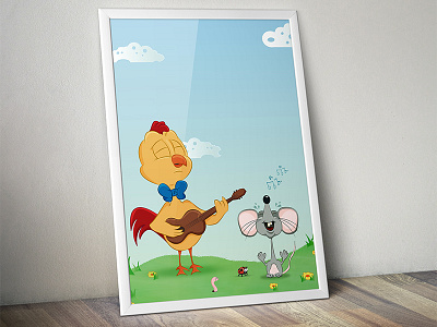 The Fab Two clouds cute funny guitar illustration mouse nature