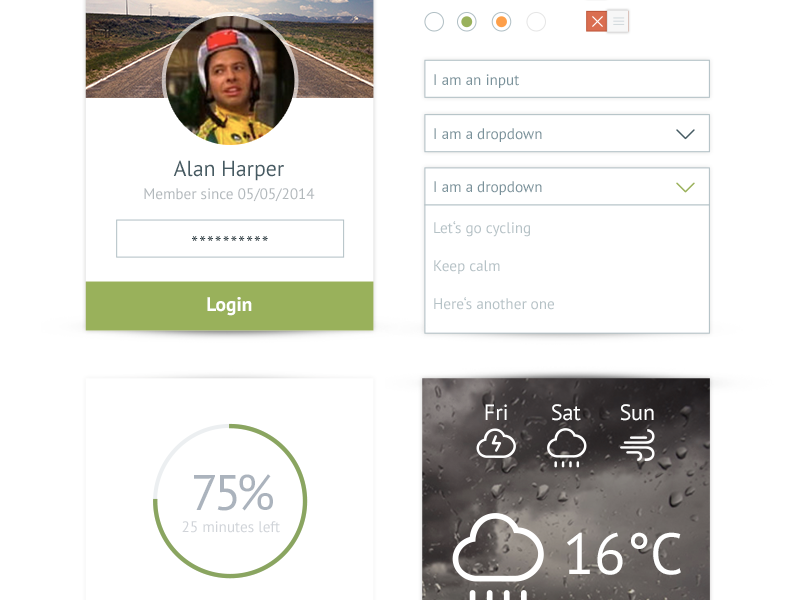 Cyclopia UI Kit ui kit ui design loader login form weather slider freebie