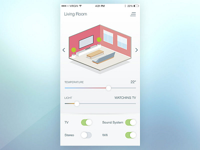 Smart Home Application app design flat home interface ios minimalis remote slider smart switch ui