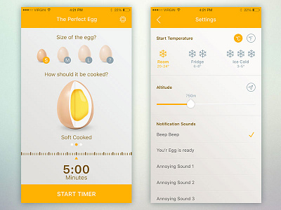 Timer App Ui design app egg flat food ios modern psd settings sleek slider template timer