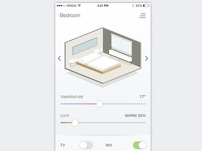 Smart Home Application UI app clean flat ios modern remote settings sleek slider ui