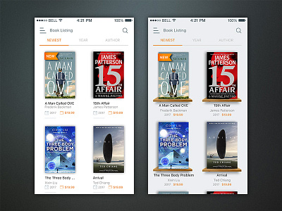 Book Store App UI app book clean ios list listing modern shelf sleek store