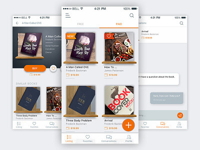 Book Store App UI app book clean ios list listing modern shelf sleek store