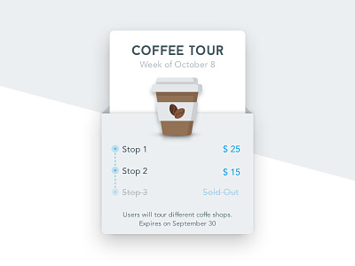 Coffee Tour Product Card card coffee design flat info modern product shadow shadows simple tour ui