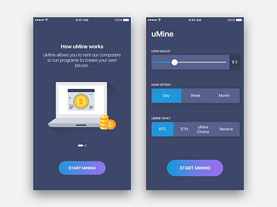 Bitcoin Mining App UI