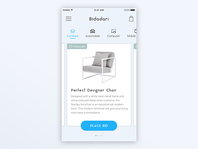 Bidding App UI Design app bid bright card categories cool flat gradient modern shop simple sleek