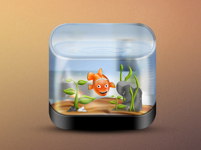 Fish Tank Icon app aquarium blue bowl fish glass icon ios nemo ripple solid tank water