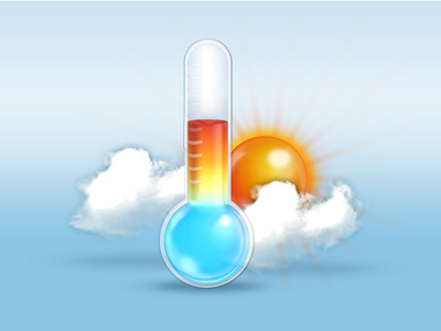 Temperature Icon app blue cloud clouds cold hot icon orange red scale sun weather