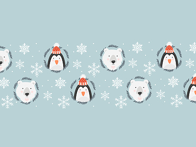 Polar Pattern christmas pattern penguin polarbear snowflakes winter