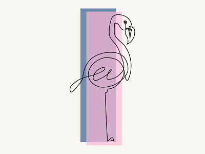Sinlge Line Flamingo continuous line design drawing flamingo flat geometric illustration line print retro single line vector
